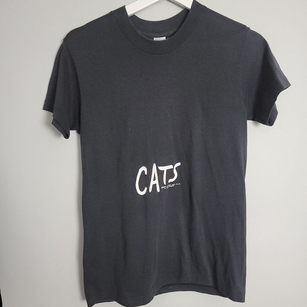 Vintage 80s CATS Broadway Musical Black T-shirt 1981 Cat Eyes MEDIUM